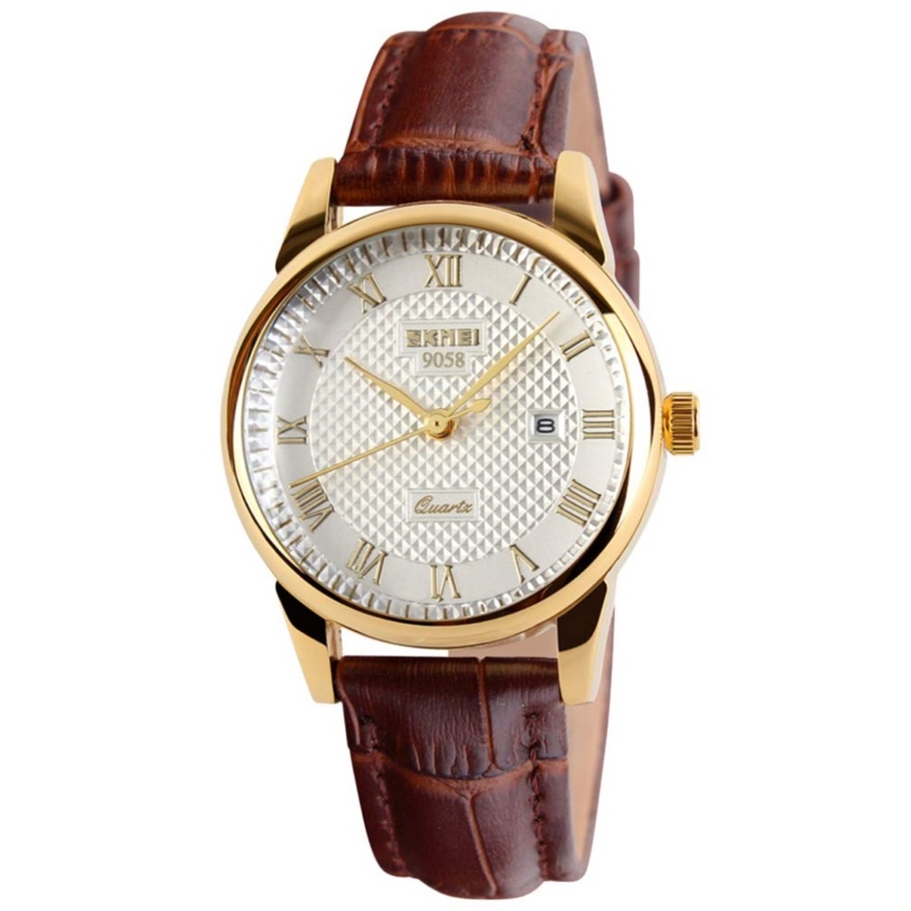 Skmei Wristwatch Gold Brown Top 9058 Skmei Gold Roman Scale Display